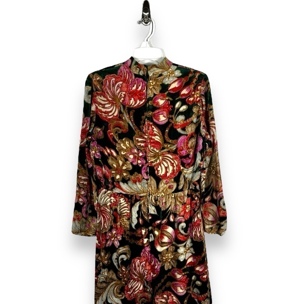 Ole Borden For Rembrandt Vintage 1960s Velvet Floral Mock Neck Dress, Size M - Picture 15 of 16